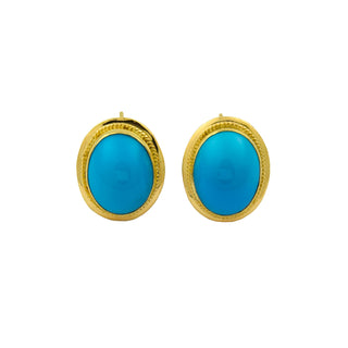 Türkisohrstecker aus 750 Gelbgold, nachhaltiger second hand Schmuck perfekt aufgearbeitet