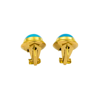 Türkisohrstecker aus 750 Gelbgold, nachhaltiger second hand Schmuck perfekt aufgearbeitet