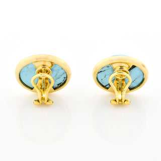 Ohrstecker aus 585 Gelbgold mit Türkis, nachhaltiger second hand Schmuck perfekt aufgearbeitet