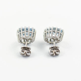 Ohrstecker aus 585 Weißgold mit Aquamarin, nachhaltiger second hand Schmuck perfekt aufgearbeitet