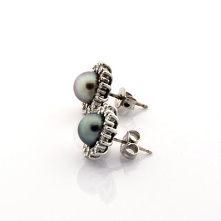 Perlenohrstecker aus 750 Weißgold mit Brillant, nachhaltiger second hand Schmuck perfekt aufgearbeitet