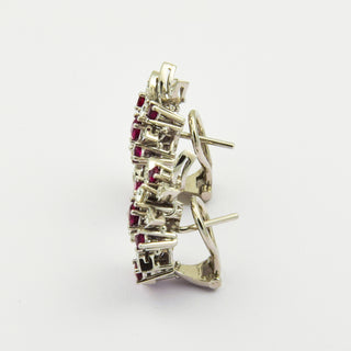 Ohrstecker aus 750 Weißgold mit Rubin und Brillant, nachhaltiger second hand Schmuck perfekt aufgearbeitet