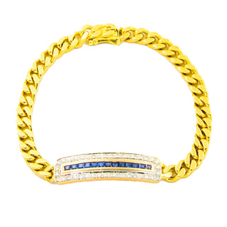 Saphirarmband aus 585 Gelb- und Weißgold mit Brillant, nachhaltiger second hand Schmuck perfekt aufgearbeitet