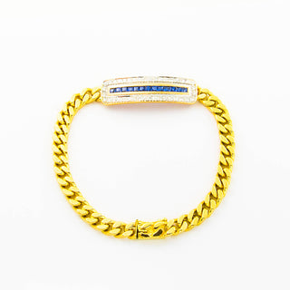 Saphirarmband aus 585 Gelb- und Weißgold mit Brillant, nachhaltiger second hand Schmuck perfekt aufgearbeitet