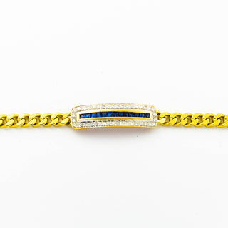 Saphirarmband aus 585 Gelb- und Weißgold mit Brillant, nachhaltiger second hand Schmuck perfekt aufgearbeitet