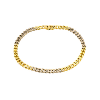 Panzerarmband aus 585 Gelb- und Weißgold, nachhaltiger second hand Schmuck perfekt aufgearbeitet