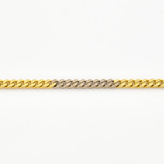 Panzerarmband aus 585 Gelb- und Weißgold, nachhaltiger second hand Schmuck perfekt aufgearbeitet