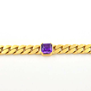 Panzerarmband aus 585 Gelbgold mit Amethyst, nachhaltiger second hand Schmuck perfekt aufgearbeitet