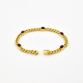 FBM Rubinarmband aus 750 Gelbgold, nachhaltiger second hand Schmuck perfekt aufgearbeitet