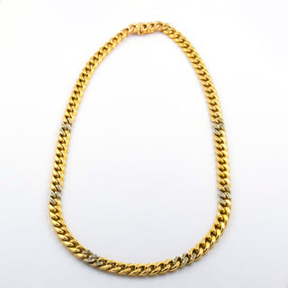 Panzerkette aus 585 Gelb- und Weißgold mit Diamant, nachhaltiger second hand Schmuck perfekt aufgearbeitet