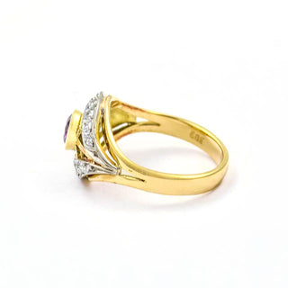 Rubinring aus 585 Gelb-, Rot- und Weißgold mit Diamant, nachhaltiger second hand Schmuck perfekt aufgearbeitet