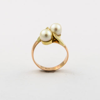 Perlring aus 585 Gelb- und Roségold, nachhaltiger second hand Schmuck perfekt aufgearbeitet