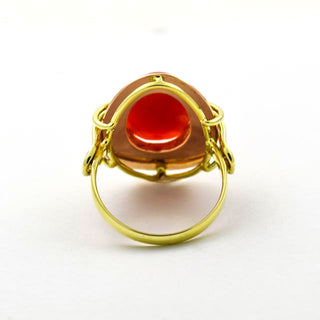 Korallenring aus 585 Gelb- und Rotgold, nachhaltiger second hand Schmuck perfekt aufgearbeitet