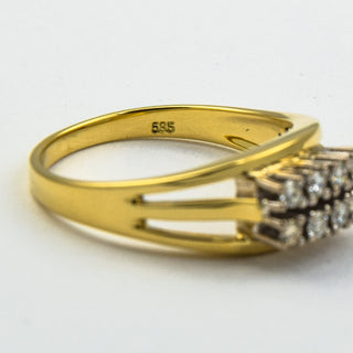 Brillantring aus 585 Gelb- und Weißgold, nachhaltiger second hand Schmuck perfekt aufgearbeitet