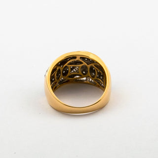 Ring aus 585 Gelb- und Weißgold mit Brillant und Diamant, nachhaltiger second hand Schmuck perfekt aufgearbeitet
