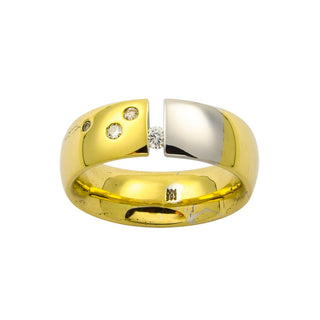 Brillantring aus 585 Gelb- und Weißgold, nachhaltiger second hand Schmuck perfekt aufgearbeitet