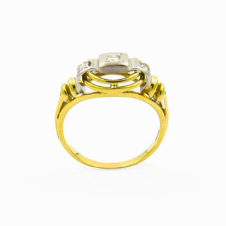 Brillantring aus 585 Gelb- und Weißgold, nachhaltiger second hand Schmuck perfekt aufgearbeitet