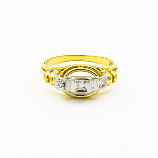 Brillantring aus 585 Gelb- und Weißgold, nachhaltiger second hand Schmuck perfekt aufgearbeitet