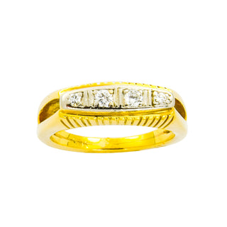 Ring aus 585 Gelb- und Weißgold mit Brillant, nachhaltiger second hand Schmuck perfekt aufgearbeitet