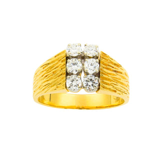 Ring aus 750 Gelb- und Weißgold mit Brillant, nachhaltiger second hand Schmuck perfekt aufgearbeitet