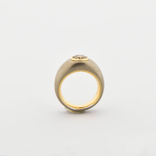 Brillantring aus 750 Gelb- und Weißgold, nachhaltiger second hand Schmuck perfekt aufgearbeitet