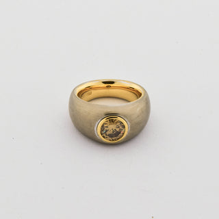 Brillantring aus 750 Gelb- und Weißgold, nachhaltiger second hand Schmuck perfekt aufgearbeitet