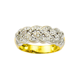 Brillantring aus 750 Gelb- und Weißgold, nachhaltiger second hand Schmuck perfekt aufgearbeitet