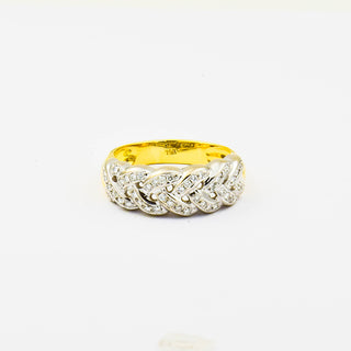 Brillantring aus 750 Gelb- und Weißgold, nachhaltiger second hand Schmuck perfekt aufgearbeitet