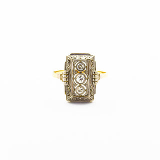 Brillantring aus 585 Gelb- und Weißgold, nachhaltiger second hand Schmuck perfekt aufgearbeitet