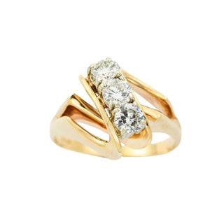 Brillantring aus 585 Gelb- und Weißgold, nachhaltiger second hand Schmuck perfekt aufgearbeitet