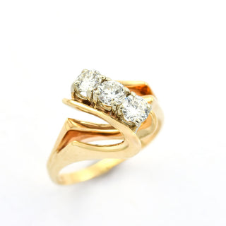 Brillantring aus 585 Gelb- und Weißgold, nachhaltiger second hand Schmuck perfekt aufgearbeitet