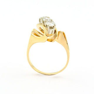 Brillantring aus 585 Gelb- und Weißgold, nachhaltiger second hand Schmuck perfekt aufgearbeitet