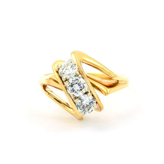 Brillantring aus 585 Gelb- und Weißgold, nachhaltiger second hand Schmuck perfekt aufgearbeitet