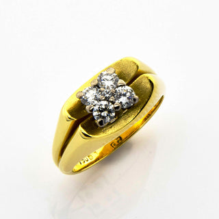 Brillantring aus 750 Gelb- und Weißgold/Platin, nachhaltiger second hand Schmuck perfekt aufgearbeitet