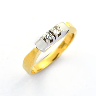 Brillantring aus 585 Gelb- und Weißgold, nachhaltiger second hand Schmuck perfekt aufgearbeitet