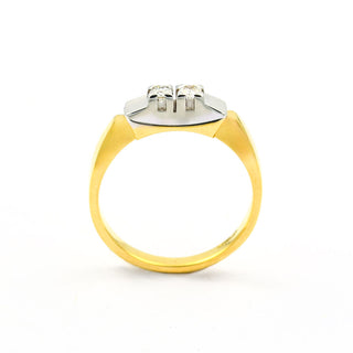 Brillantring aus 585 Gelb- und Weißgold, nachhaltiger second hand Schmuck perfekt aufgearbeitet