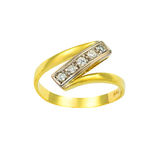 Brillantring aus 585 Gelb- und Weißgold, nachhaltiger second hand Schmuck perfekt aufgearbeitet