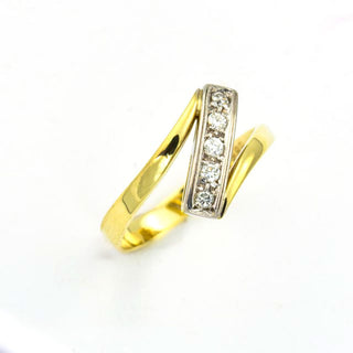 Brillantring aus 585 Gelb- und Weißgold, nachhaltiger second hand Schmuck perfekt aufgearbeitet