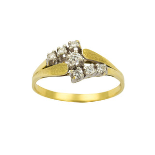 Brillantring aus 585 Gelb- und Weißgold, nachhaltiger second hand Schmuck perfekt aufgearbeitet