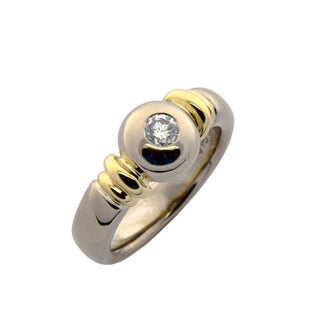 Brillantring aus 750 Gelb- und Weißgold, nachhaltiger second hand Schmuck perfekt aufgearbeitet