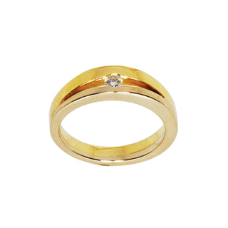 Brillantring aus 750 Gelb- und Weißgold, nachhaltiger second hand Schmuck perfekt aufgearbeitet