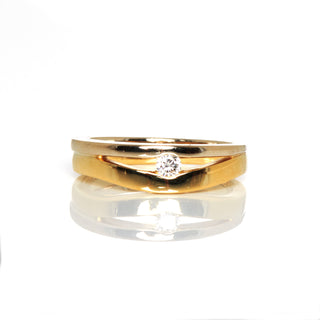 Brillantring aus 750 Gelb- und Weißgold, nachhaltiger second hand Schmuck perfekt aufgearbeitet