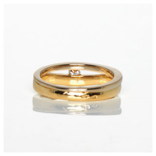 Brillantring aus 750 Gelb- und Weißgold, nachhaltiger second hand Schmuck perfekt aufgearbeitet