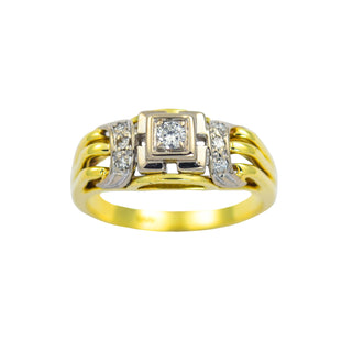 Brillantring aus 585 Gelb- und Weißgold, nachhaltiger second hand Schmuck perfekt aufgearbeitet