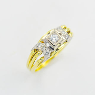 Brillantring aus 585 Gelb- und Weißgold, nachhaltiger second hand Schmuck perfekt aufgearbeitet