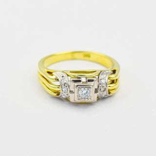 Brillantring aus 585 Gelb- und Weißgold, nachhaltiger second hand Schmuck perfekt aufgearbeitet