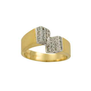 Brillantring aus 585 Gelb- und Weißgold, nachhaltiger second hand Schmuck perfekt aufgearbeitet