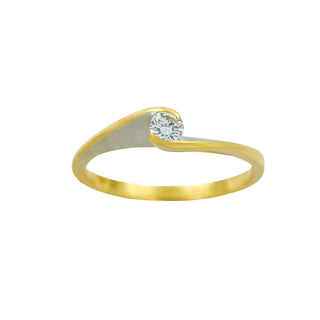 Brillantring aus 750 Gelb- und Weißgold, nachhaltiger second hand Schmuck perfekt aufgearbeitet