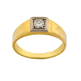 Ring aus 585 Gelb- und Weißgold mit Brillant, nachhaltiger second hand Schmuck perfekt aufgearbeitet