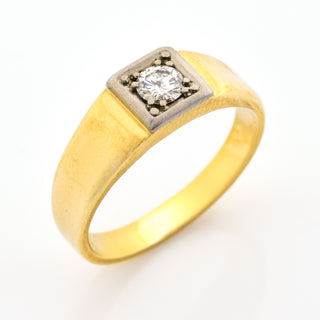 Ring aus 585 Gelb- und Weißgold mit Brillant, nachhaltiger second hand Schmuck perfekt aufgearbeitet